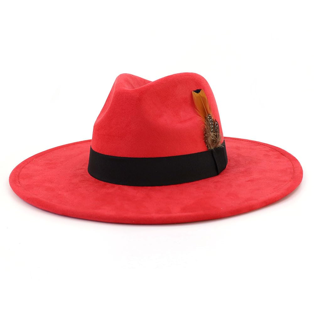 LIDHAY Big Wide Brim Fedora Hats for Women Men Western Suede Hat Panama Hat Outdoor Hats