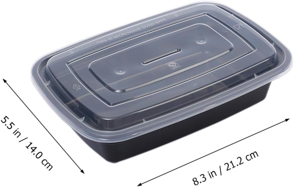 30pcs Black Plastic Food Storage Boxes Take out Containers with Lid Random Style Disposable Lunch Boxes for Food Packaging and Takeaway