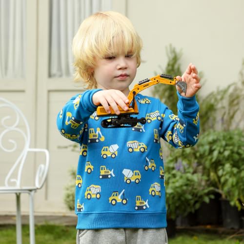 Image of GFQLONG Toddler Boy Sweatshirt 2T 3T 4T 5T Long Sleeve Shirts Boys Sweater | Cotton Dinosaur Cartoon Pullover Crewneck Sweatshirt,Toddler Boy Sweaters Tops,Kids Fall Winter Clothes