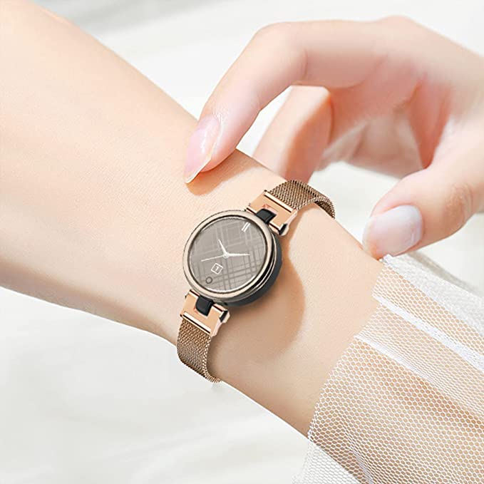 Compatible con Garmin Lily, correa deportiva de repuesto de acero inoxidable milanés + silicona para reloj inteligente de mujer, oro rosa + blanco