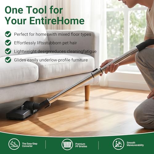 Image of EZ SPARES 1-1 /4 inch Vacuum Floor Brush,Compatible with Hoover, Eureka, Rainbow, Shop Vac, Bissell, Kenmore & Most Brands,2-in-1 Flip Brush for Hardwood & Carpet Cleaning Head,for Home, Includes Adapter