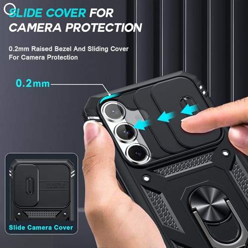 LeYi for Samsung Galaxy S25-FE Case: Magnetic Stand Military-Grade Black - image 3