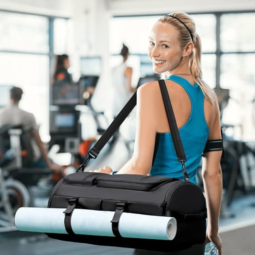 Image of GUSTAVE 40L Waterproof Gym Bag for Women & Men, Lightweight Fitness Duffel Backpack with Shoe Compartment, Durable Nylon Travel & Yoga Bag, Multi-Carry Options, Ideal for Sports & Outdoor Activities