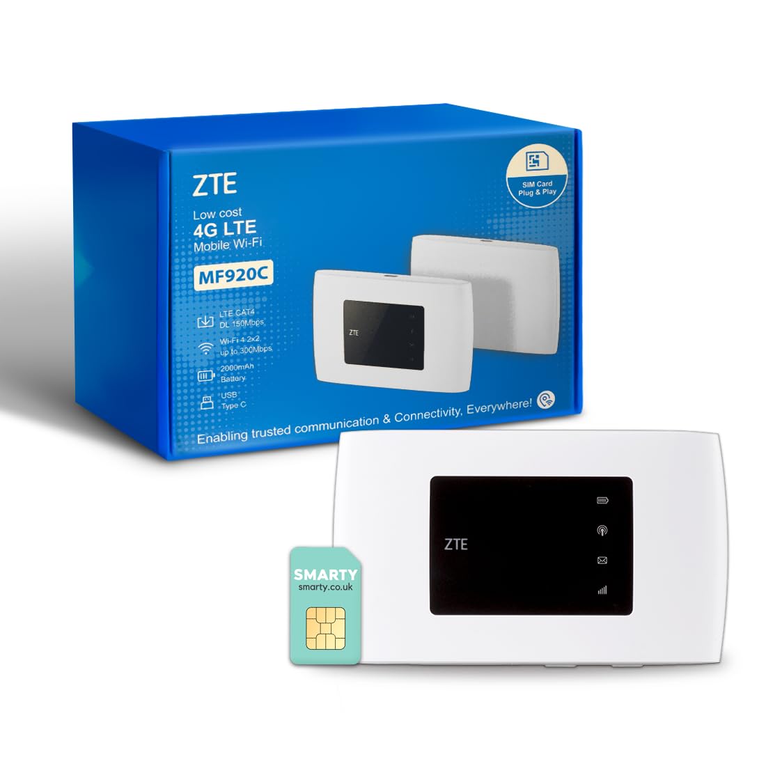 ZTEMF920, 4G+ MiFi Portable WiFi, Connect 32 Devices, Lasts up to 10hour Battery, Global Travel Device - Simple Use, Easy App, Unlocked SIM Card Slot
