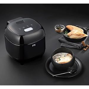 PN Poongnyun Micom Mono Electric Rice Cooker, Black, 3 Servings, ETL Certified