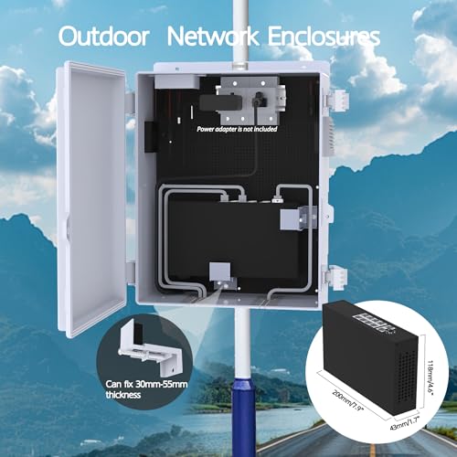 Image of Outdoor Electrical Box, Waterproof Electrical Junction Box IP65 ABS Plastic Enclosure with Fan & Thermostat, Mounting Plate and Hinged Lid (15.7 inch H x 11 inch L x 5.9 inch W)