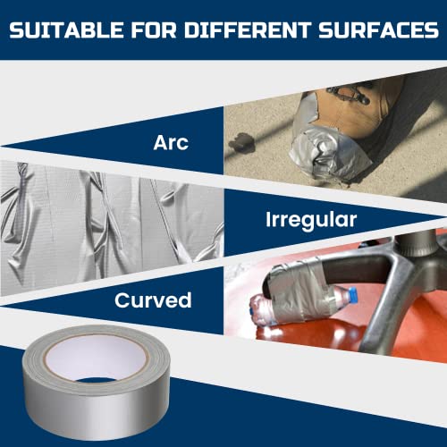 Lichamp Silver Duct Tapes Heavy Duty, Waterproof No Residue Clear Duct Tape For Packaging Taping Sealing Repairing Tying, Thick & Wide Tape For Diy Or Commercial Use, 2 Inches X 25 Yards, A201Gy #TOP4
