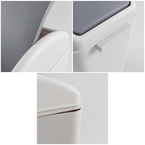 Miniatura 3 de Vababa Paquete de 3 botes de basura de plástico de 4.5 galones con tapa giratoria, cubo de basura abatible, color gris