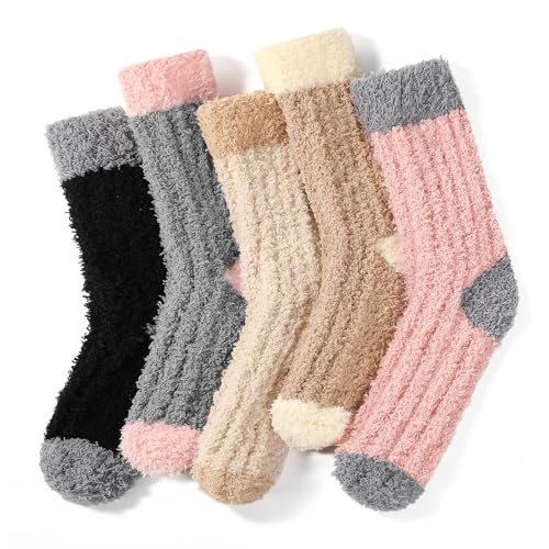 Premillow Fuzzy Socks for Women, Womens Fluffy Socks, Soft Cozy Slipper Sock for Women, Winter Thick Warm Sleeping Sock