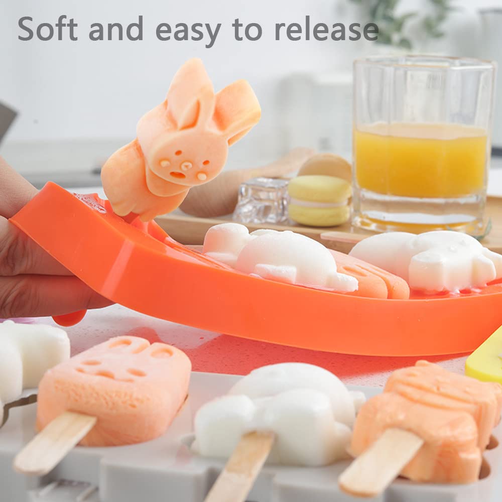 FAXIOAWA Moldes para paletas de Hielo Moldes para paletas de Silicona 4 cavidades Molde para Helado casero Reutilizable Silicona Suave, Molde para Pasteles para paletas de Hielo DIY,Rojo
