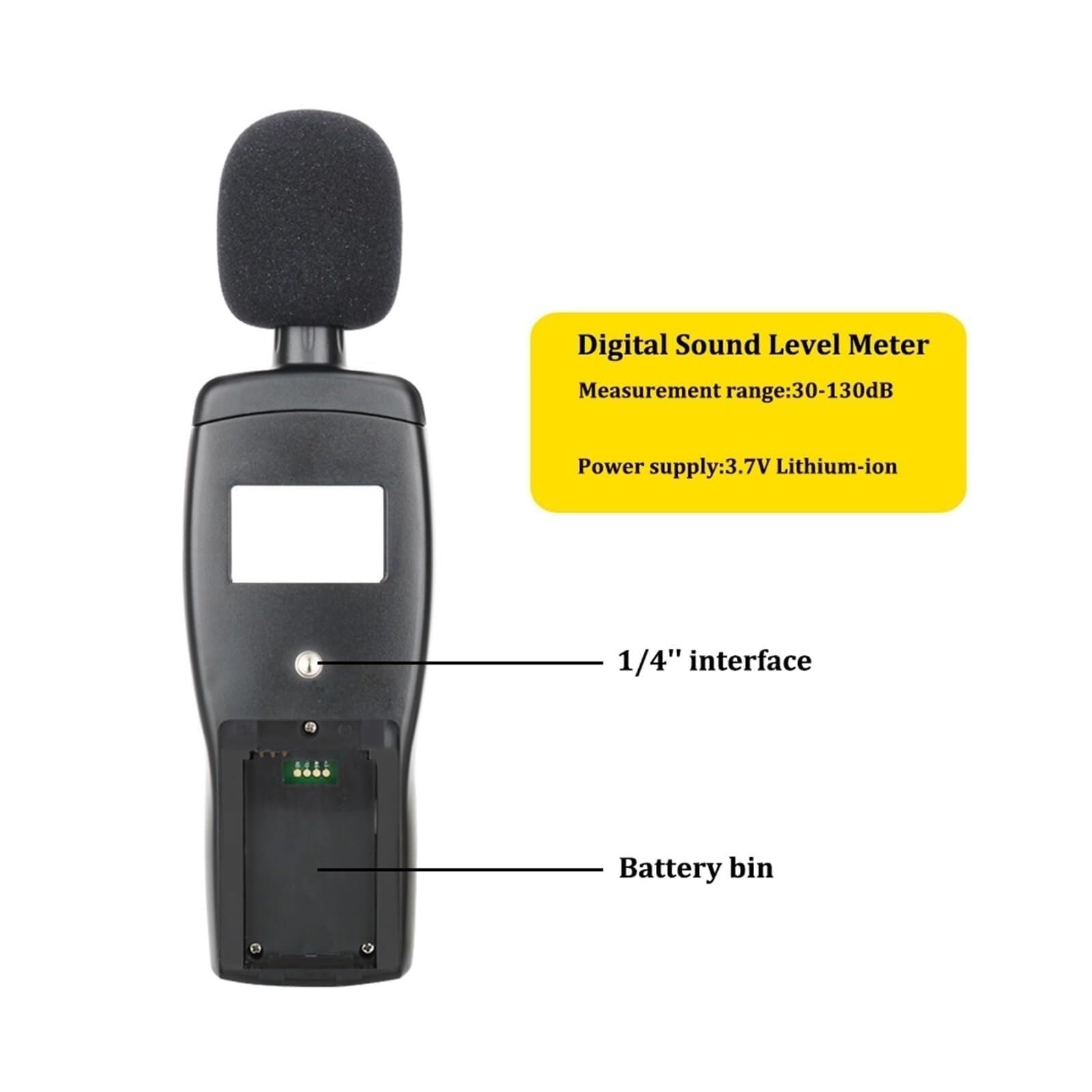 sonómetro, Medidor de nivel sonido digital 30-130dBA con pantalla LCD a color