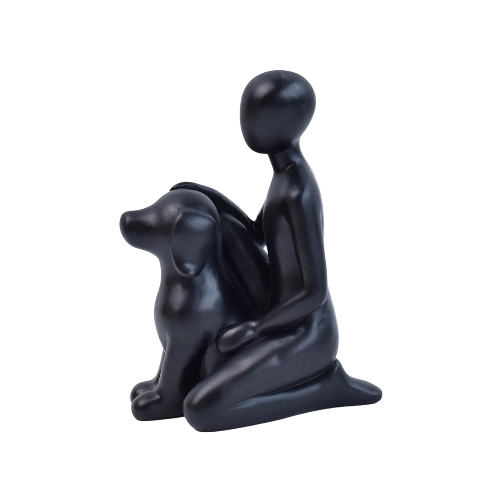 Coolhood Black Unique Sculpture Showcasing Emotional Connection Of And Dog Resin Figurine Ornament For Living Room Accent Artistic Resin Art