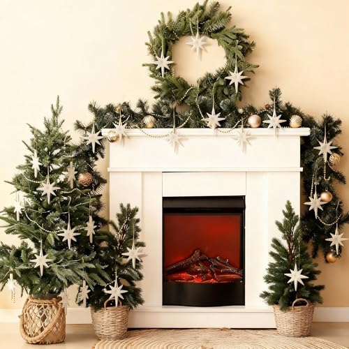 Image of Suncalla 12 Pcs Christmas Bethlehem Star Ornament 1.97 x 3.15 Inch