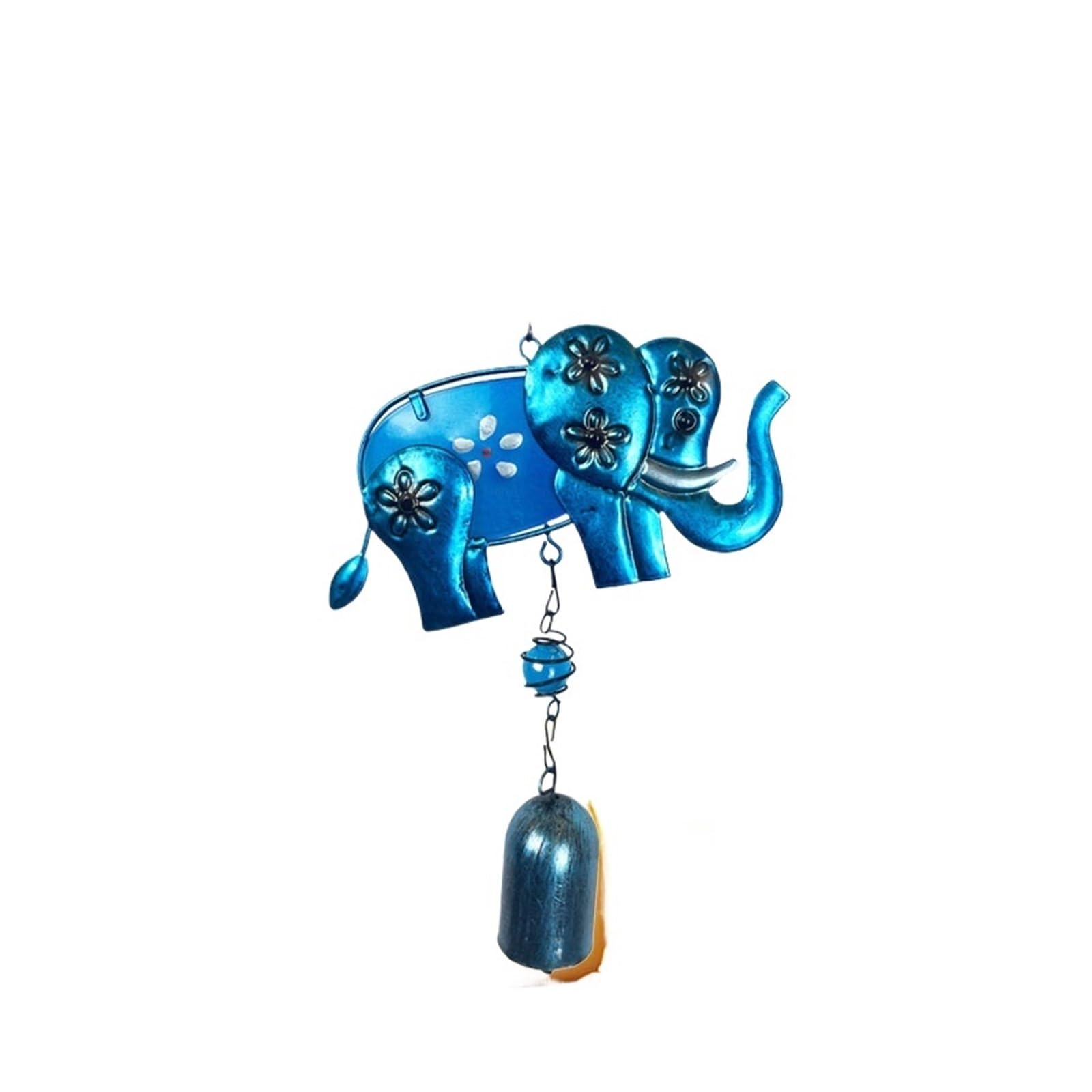Wind Chimes Cute Blue Elephant Bell Wind Chime Gentle Style Indoor Wall Outdoor Courtyard Terrace Porch Hanging Decoration(Bow Head)