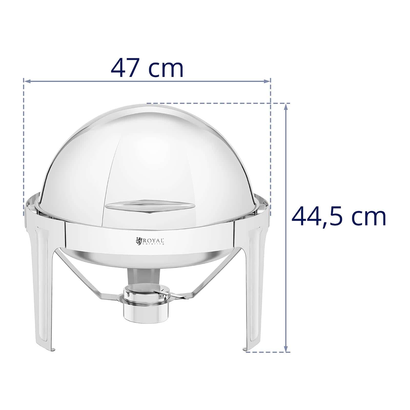 Royal Catering RCDB-6R Chafing Dish Rechaud podgrzewacz potraw podgrzewacz do potraw kszta?t kulisty 6 l 1 pojemnik na paliwo