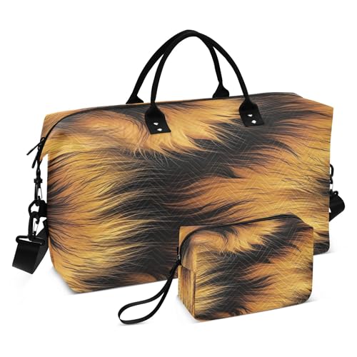 Fur Texture Travel Duffel Bag for Women Weekend Overnight Dag with Toiletry Bag, Luggage Bag for Travel, Sport, Gym