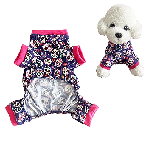 Gittcoll Anelekor Halloween Dog Jumpsuit Skull Pet Pajamas For Small Medium Dogs Warm Puppy Onesie Cozy Winter Clothes Pet Costume Apparel For Cats (Skeleton, Small) #TOP2