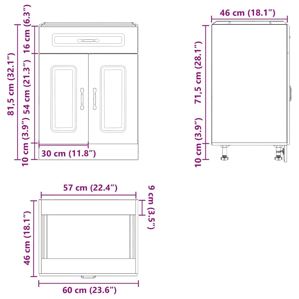 vidaXL Armoire de Cuisine Kalmar Blanc Brillant Bois ingénierie