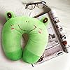 EKDJKK Travel Pillow for Kids, Cute Animal Neck Pillow Support U Shaped Cushion Plush Soft Rest Reading Pillow Sleeping Pillow for Airplane Train Car (Frog) #5