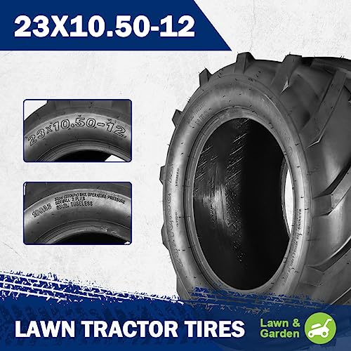 MaxAuto 23x10.50-12 Tires Ag Farm Tractor Turf Tire,6 PR Tubeless 23x10.50x12 Super Lug Riding Lawn Mower Tires, Pack of 2 - Thumbnail 2