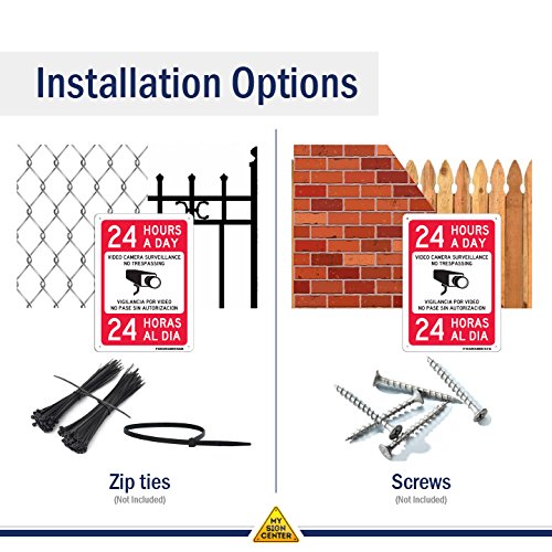 24 Hours a Day Video Camera Surveillance No Trespassing Sign, 10