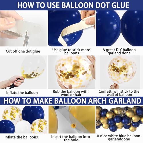 Image of Navy Blue Birthday Party Decorations for Men Decor 100pcs Gold and Navy Blue Balloons Garland Arch Kit Pre-Strung Happy Birthday Banner Girls 16th 18th 30th 40th 50th 60th 70th 80th 90th for Boys