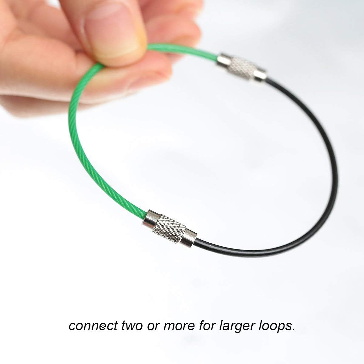 bayite Key Rings Stainless Steel Wire Keychains Cable Heavy Duty Luggage Tags Loops Tag Keepers 2mm Twist Barrel Pack of 12 (Cable length: 4 inches) : Industrial & Scientific