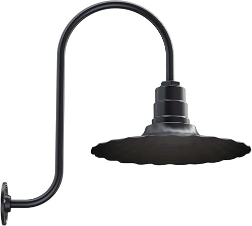 Miniatura 61 de Steel Lighting Co. Highland Park - Luz de granero | Montada en la pared al aire libre | Onda radial de 16 pulgadas | Cuello de cisne de 23 pulgadas