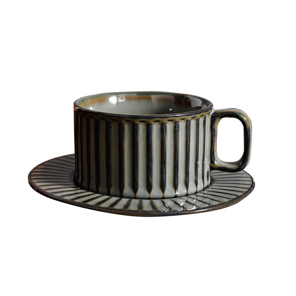 Luksusowy Retro ceramiczny kubek do kawy i spodek lekki do biura i domu kubek na wodę 200 ml kubek do herbaty z mlekiem (B)