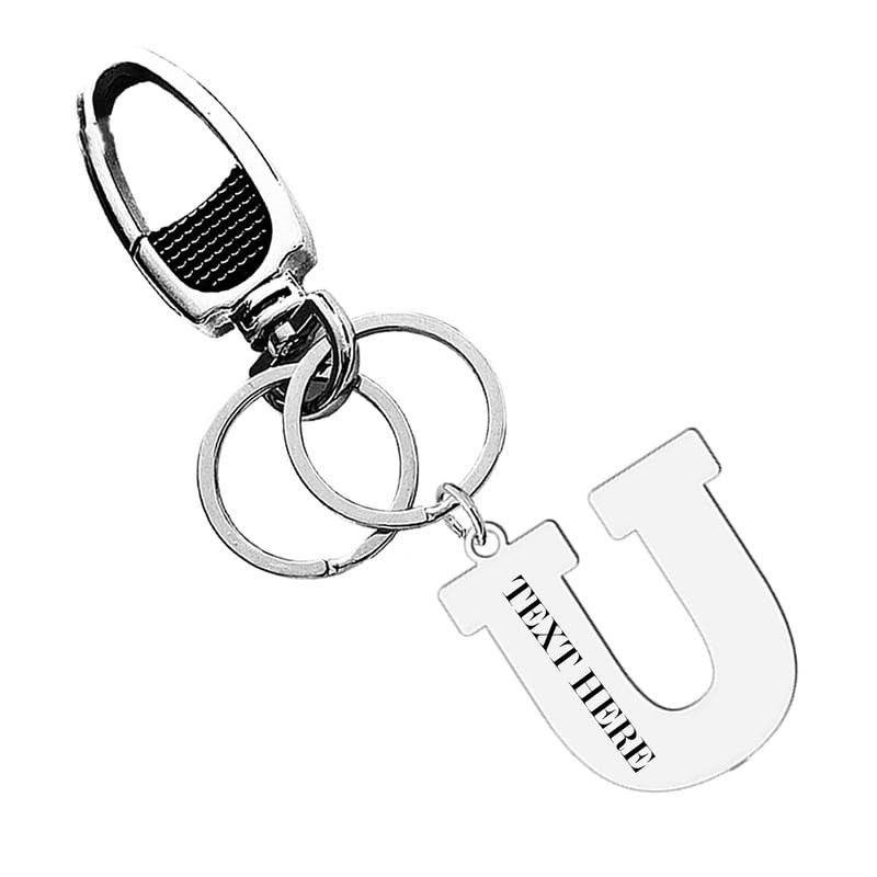 M Men Style Customised Initial Letter A-Z Keychain 26 Letter Stainless Steel Alphabet Keyring for Women Men Purse Handbag Christmas Gifts