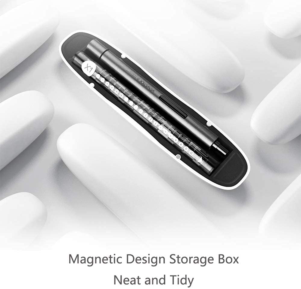 Cacciavite Avvitatore Elettrico Stick in Alluminio a Batteria con Corredo di 56 Punte di Precisione, Tascabile Formato Penna con LED sulla Punta