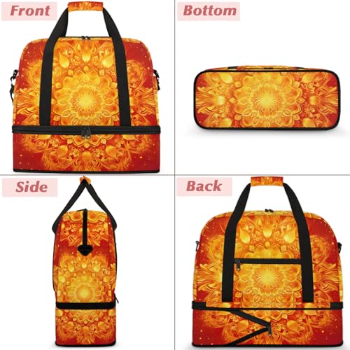 Large Weekender Overnight Bags Ethnic Mandala Flower Toho Travel Duffel Bag for Women Men Gym Bag With Shoe Compartment Foldie Travel Tote Bag Carry On Personal Item Bag for Travel Gym Sports3