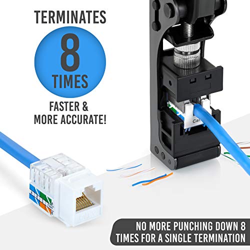 Speed Termination Tool for RJ45 4-Pair UTP Keystone Jacks With 20-Pack of Cat6/Cat5e Keystone Jacks (10 White, 10 Blue). - Thumbnail 2