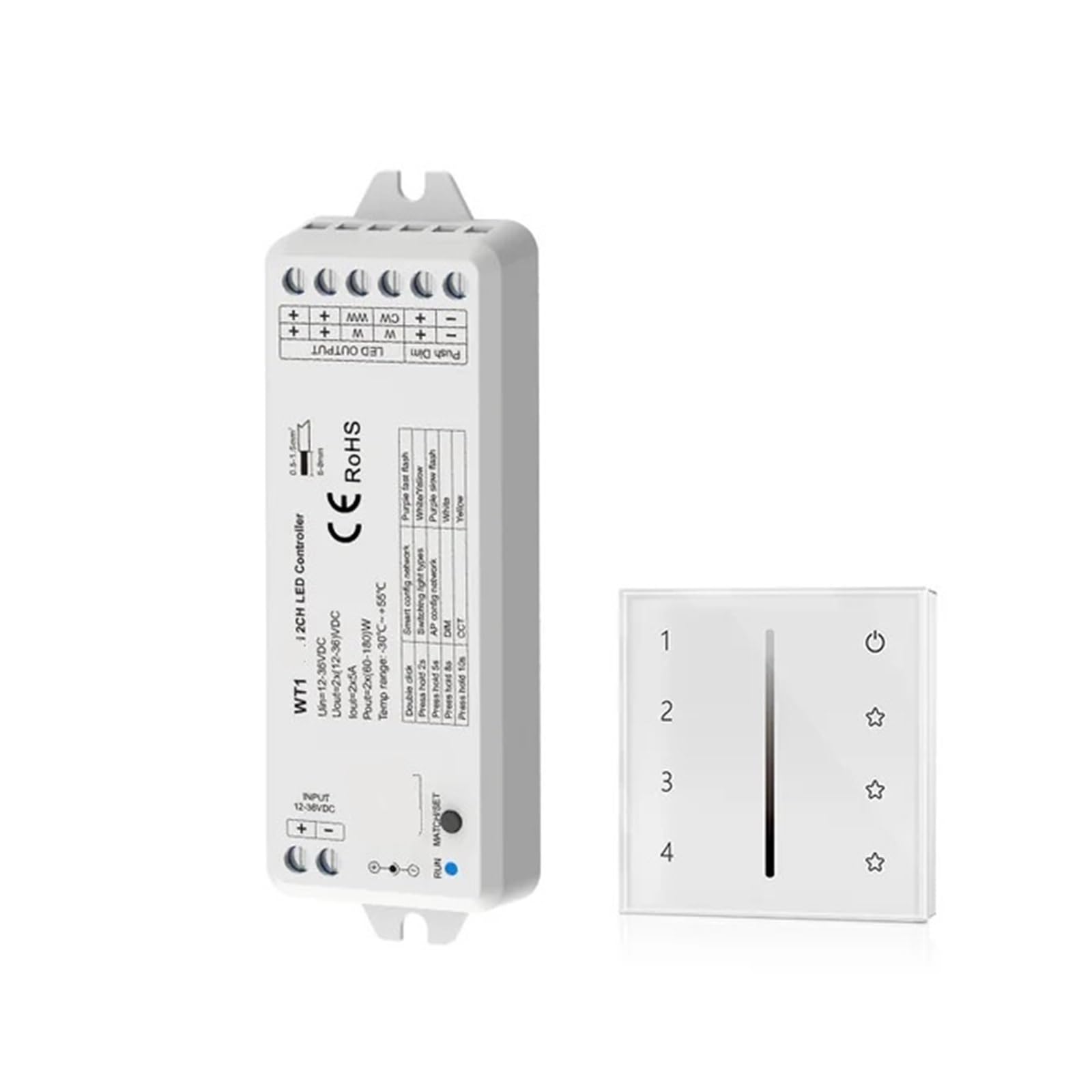 Atenuador LED WT1 de 2,4G y controlador T21 de panel táctil empotrado