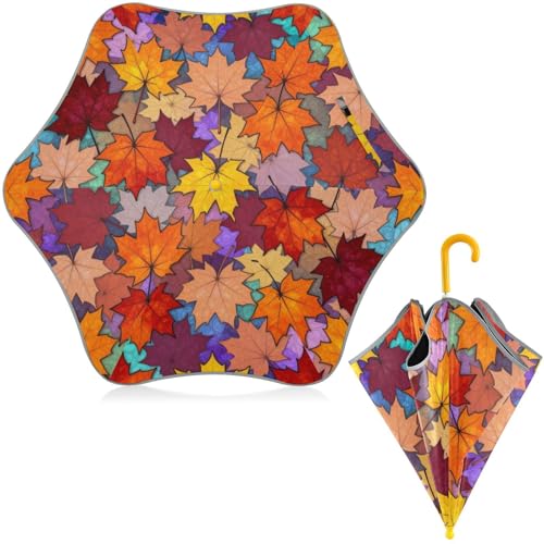 Paraguas infantil a prueba de pellizcos y viento con diseño abstracto de otoño