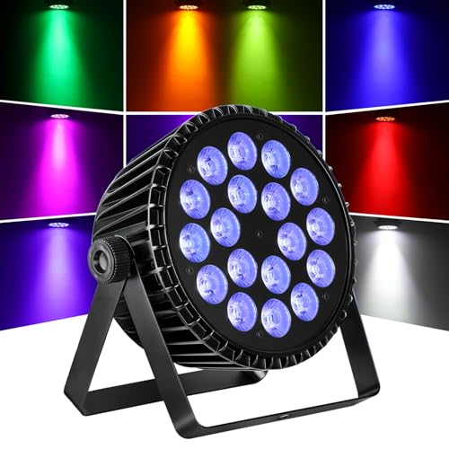 Betopper 18×18W RGB+Lime+Amber+UV 6-in-1 Stage Lights,High CRI>95 Disco Lights, High Power LED Par Can Lighting, DJ Lights Strobe/Wash Spotlight, DMX512/Sound Activated for DJ Party Weddings Clubs (1)