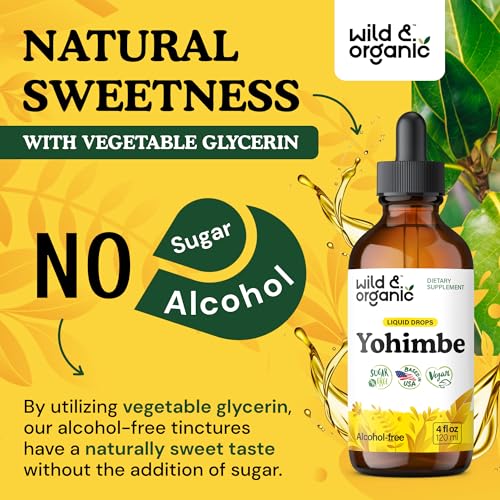 wild amp organic yohimbe supplements for men amp women - 5 mg yohimbine extract tincture - alcohol-free yohimbe bark drops - vegan non-gmo amp sugar-free
