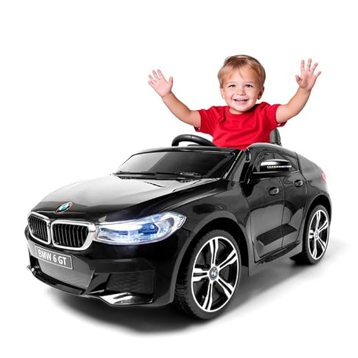 ATAA BMW 6 GT Licenciado 12v - Negro - Coche eléctrico para niños batería 12v con Mando Control Remoto Padres