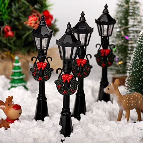 HEEPDD Mini Farola de 4 Uds., Luz Ornamental, Farola para Casa de Muñecas para Decoración Navideña, Modelos de Escena