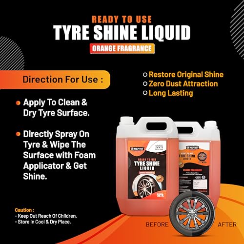 Image of Bike & Car Tyre Polish 5 Liter Extreme Black Shine - Long Lasting Gloss & Dirt Repellent Formulation | Prevents Fading and Cracks | Non-Greasy With Pleasant Orange Fragrance