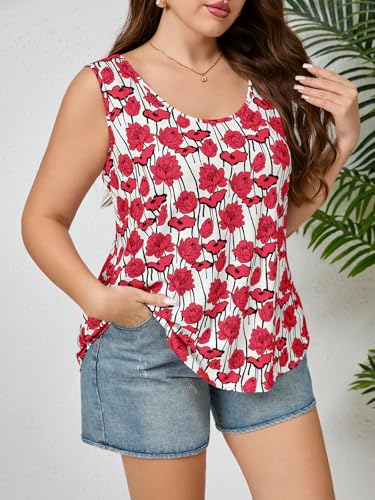 Image of Plus Size Tank Tops for Women Summer Sleeveless Tops Loose Fit Tunic Tanks