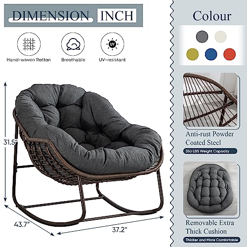 Outdoor-Rocking-Chair-Patio-Oversized-Wicker-Egg-Rocking-Chair-Indoor-Outdoor-Comfy-Rocker-Chair-with-Thick-Cushion-Modern-Lounge-Chair-for-Balcony-Front-Porch-Garden-Backyard-Deck-Grey Outdoor Rocking Chair Patio Oversized Wicker Egg Rocking Chair Indoor Outdoor Comfy Rocker Chair with Thick Cushion Modern Lounge Chair for Balcony Front Porch Garden Backyard Deck Grey