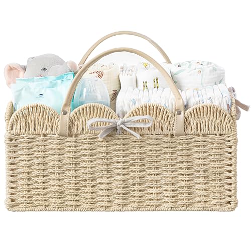 HBlife Large Baby Diaper Caddy, Paper Rope Storage Baskets Nursery