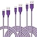 [3 Pack] Fasgear Micro USB(3ft,6ft,10ft) - Premium Charging Cables [Braided Nylon] for Samsung, Nexus, LG, Android Smartphone and More (Purple)