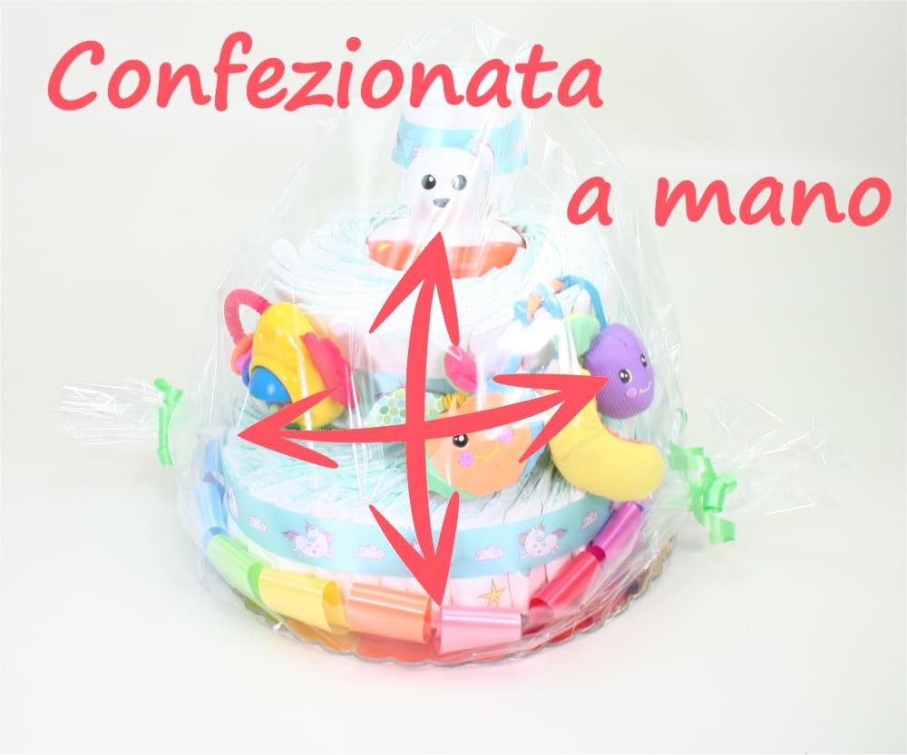 Torta di Pannolini 3 Piani Multicolor Tutti-Frutti