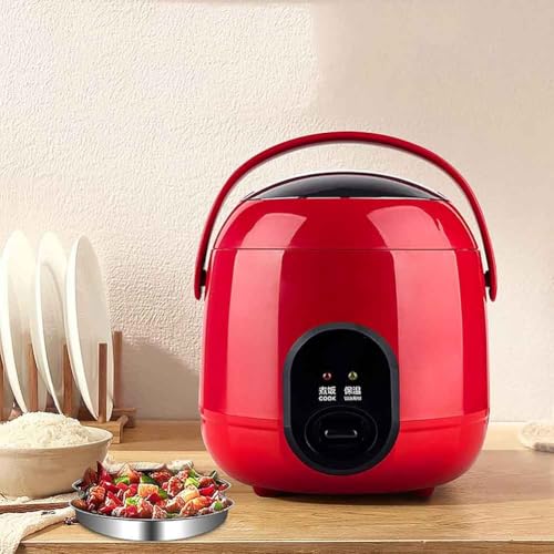 WCQSYY Mini Rice Cooker for 1 Personmini 1.2L Multicooker with Removable Non Stick Rice Pot 1-2 People Mini Household Rice Cooker,Red