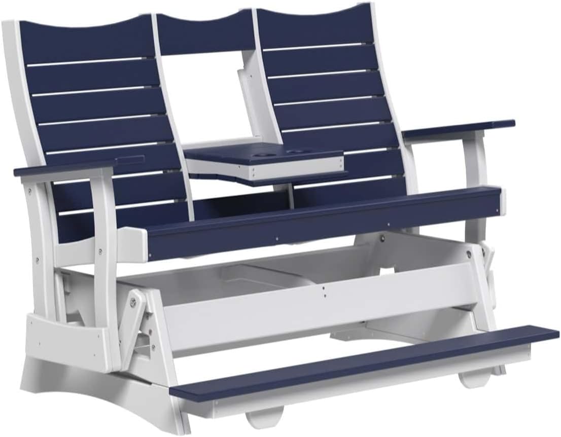LuxCraft 5’ Contour Balcony Glider – Durable HDPE Outdoor Patio Seating, Weather-Resistant Porch Glider Bench, Comfortable Balcony Furniture (White)