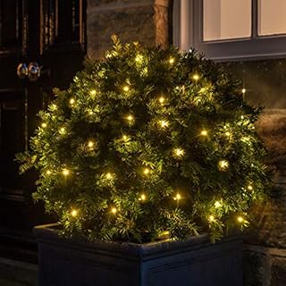 Lights4fun 100 Warm White LED Outdoor Battery Operated Fairy Lights on Green Cable