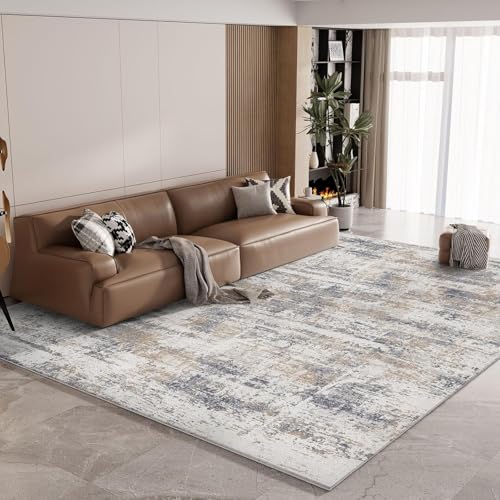 Vamcheer Tappeto Salotto Moderno Astratto, 120×170 cm Tappeto a Pelo Corto Super Morbido, Spugna Addensata, Antiscivolo, Ideale per Soggiorno e Camera da Letto, Blu Grigio