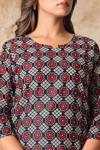Image of Women's Pure Cotton Printed Night Suit,Top and Relaxed Pajama Set, Stylish Sleepwear, Casual Wear